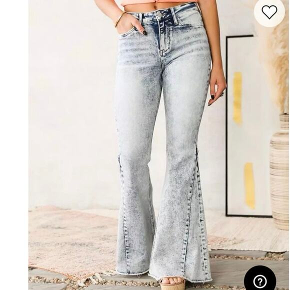 Flying Monkey Denim - Flying Monkey High Rise Super Flare Jeans 24x32 Acid Wash Buckle NWT Edgy Y2K